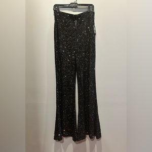 Express blk sequin flare pants NEW